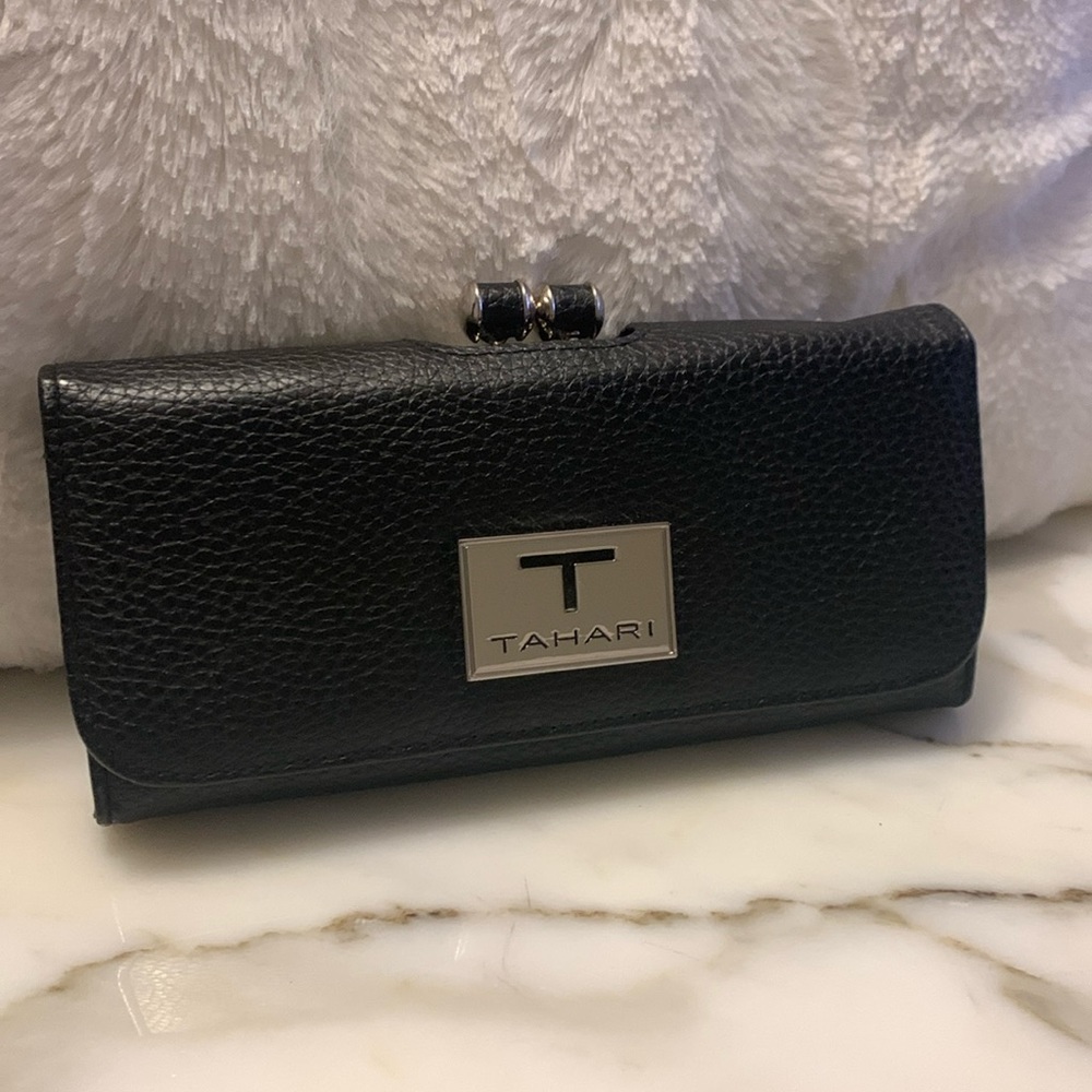 TAHARI Midnight Garden Clutch Black Wallet With RFID